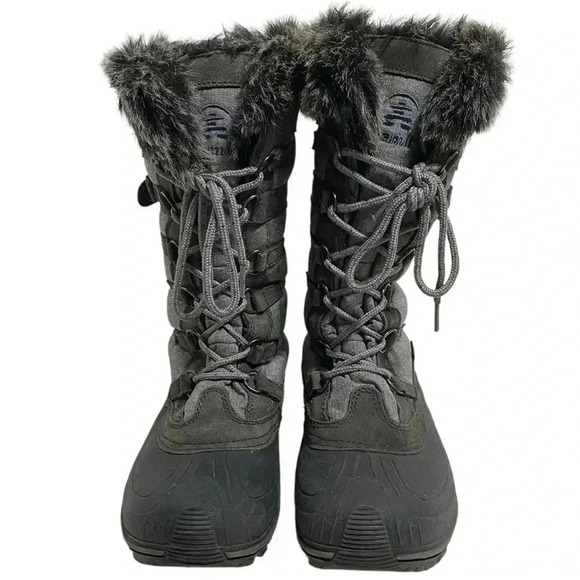 Kamik SNOWVALLEY Winter Boots 8 Grey Faux Fur Waterproof Thinsulate Insulation - Picture 2 of 15